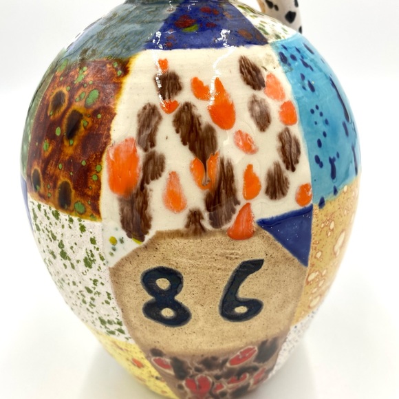 Vintage Ceramic Vase Jug 1986 multi color With Handle. - Picture 8 of 10